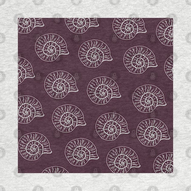 shark eye shell aloha print pattern dark purple and white by maplunk